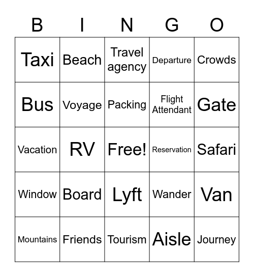 Travel Bingo Card