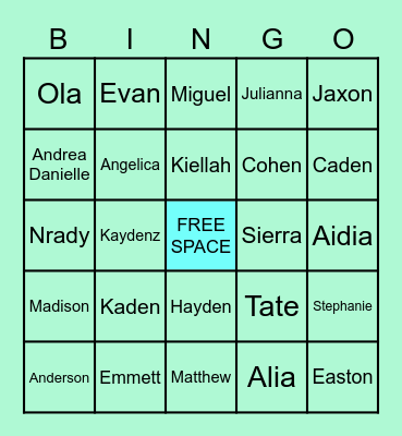 END OF THE WEEK! Bingo Card