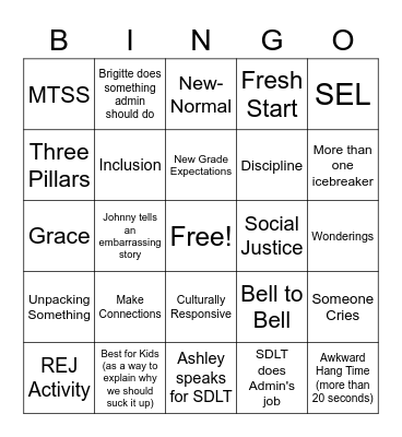 BTS Bingo Card