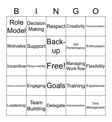 Supervisor BINGO Card