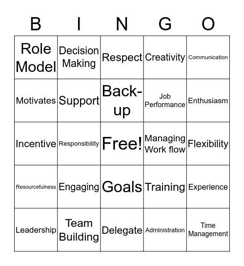 Supervisor BINGO Card