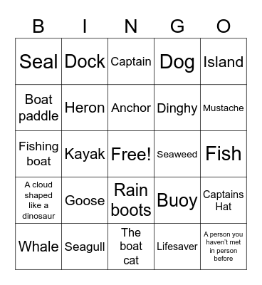 Boat Bingo Card