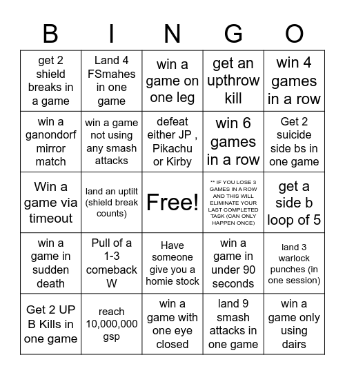 Ganondorf Bingo Card