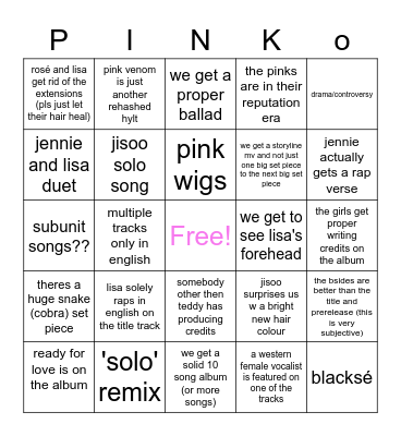 blackpink comeback Bingo Card