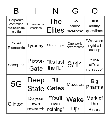 Conspiracy Bingo Card