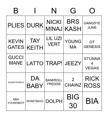 TRAP BINGO Card