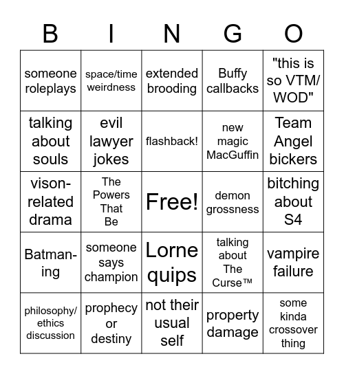 Angel Bingo Card