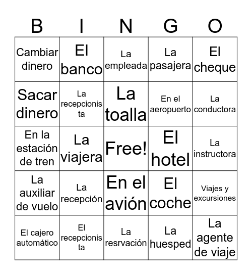 Spanish 2 Chapter 6 Bingo D Bingo Card