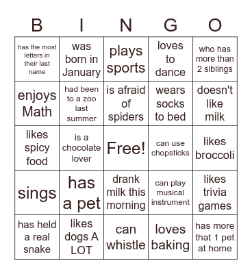 FIND SOMEONE WHO Bingo Card