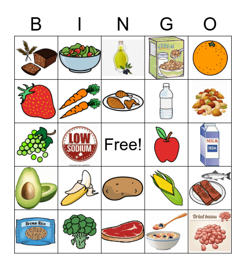 Healthy Food Bingo Card