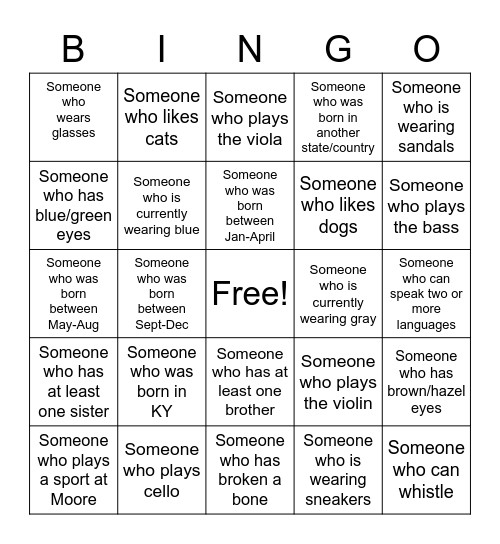 Signature Bingo Card