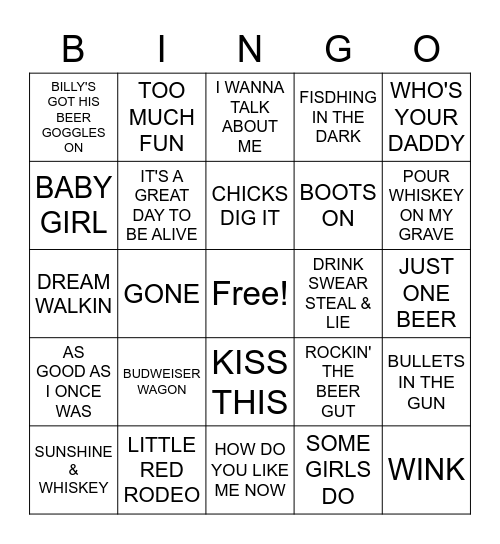 TOBY KEITH RADIO Bingo Card