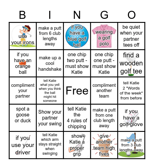 JUNIOR GOLF BINGO 2022 Bingo Card