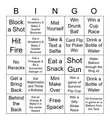 Summer Games 2022 Bingo Card