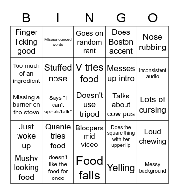 The really picky bingo Card