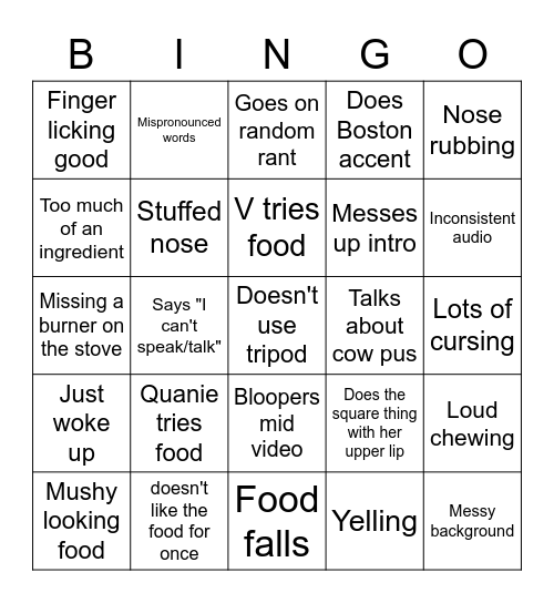 The really picky bingo Card