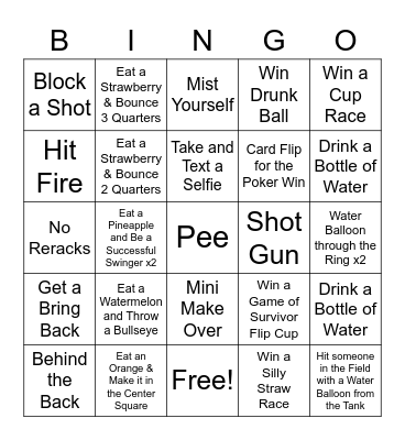 Summer Games 2022 Bingo Card