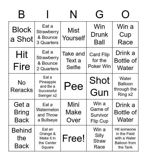 Summer Games 2022 Bingo Card