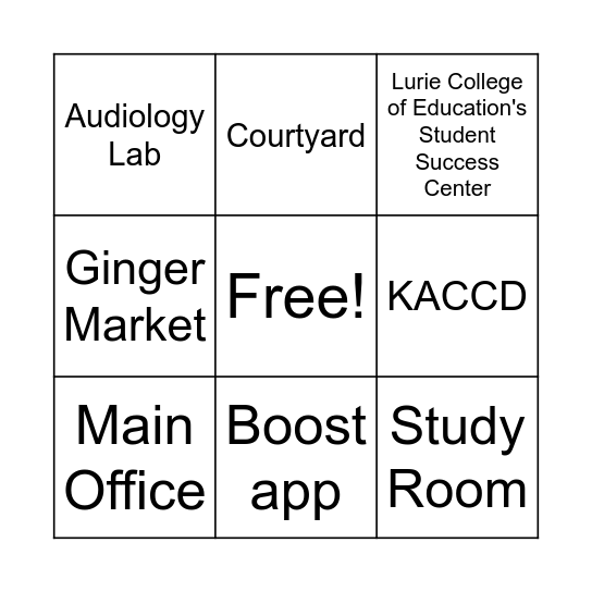 SJSU Tour Bingo Card