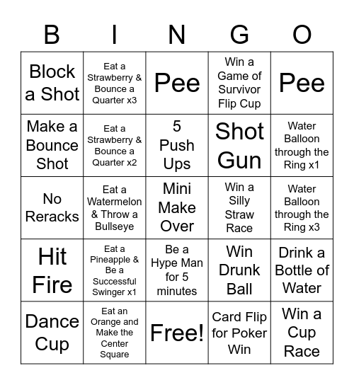 2022 Summer Games Bingo Card