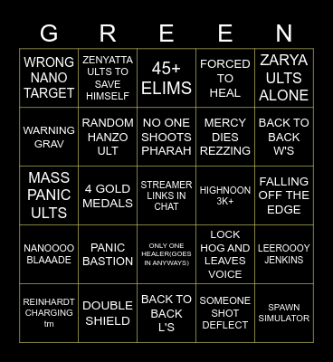 BINGOVERWATCH Bingo Card