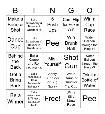 Summer Games Bingo Card