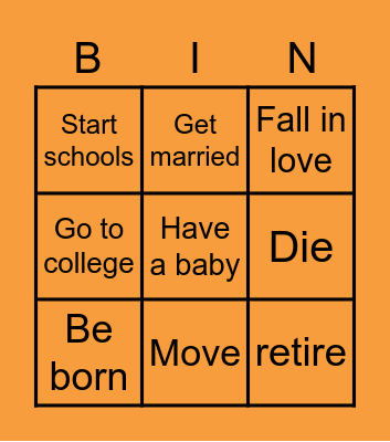 past life Bingo Card