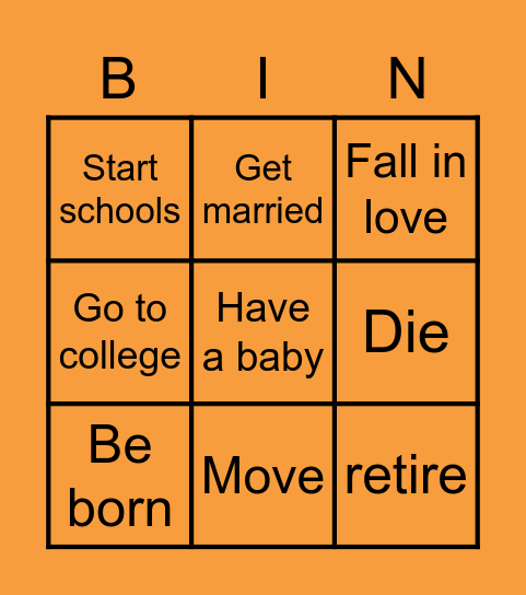 past life Bingo Card