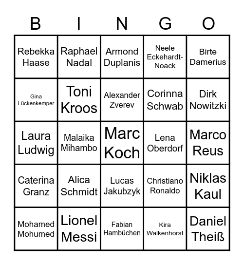 Leichtathletik Bingo Card