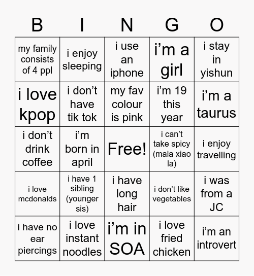 Untitled Bingo Card