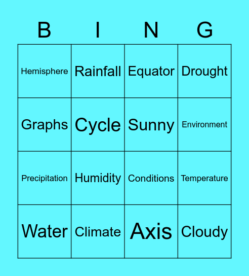 Climate Bingo Card