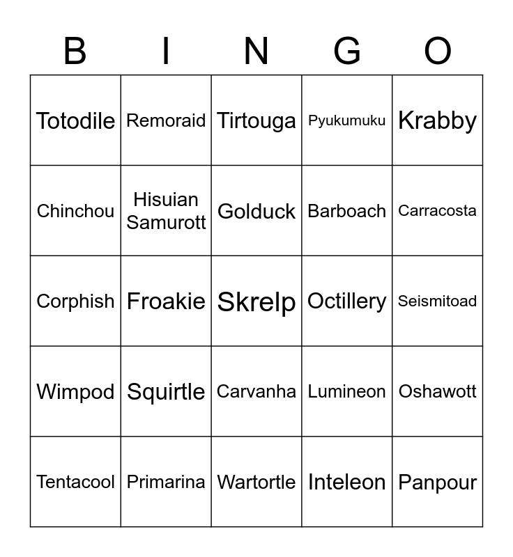 Frosty's Bingo Card (Round 1) Bingo Card