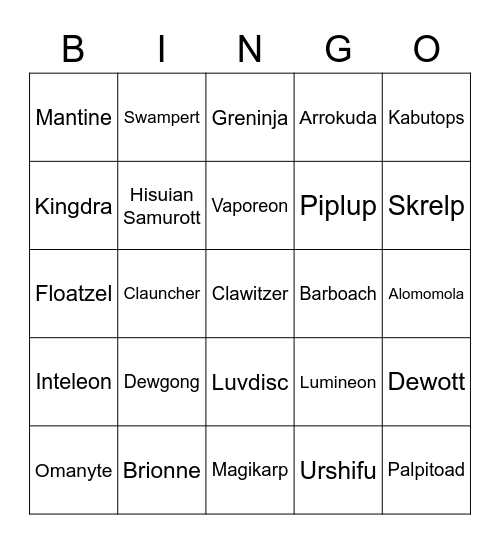 Prince's Bingo Card (Round 1) Bingo Card