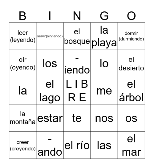 SPANISH - BINGO Card
