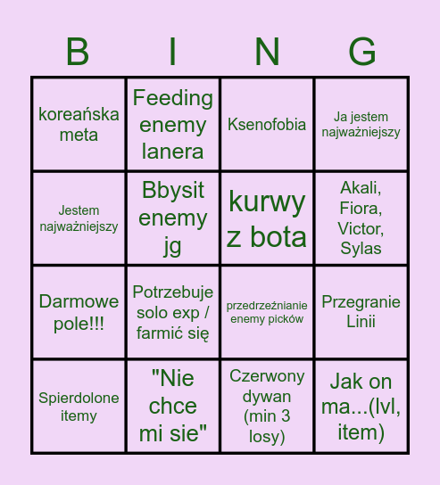 Defakowe Bing Bingo Card