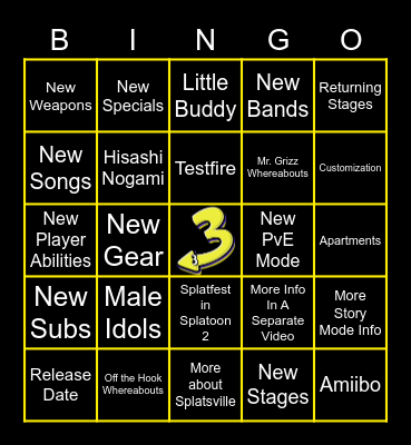 Splatoon 3 Direct Bingo Card