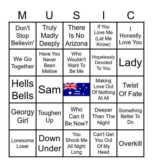 🦘 DOWN UNDER 🦘 Bingo Card