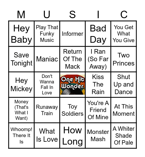 ONE HIT WONDERS Bingo Card