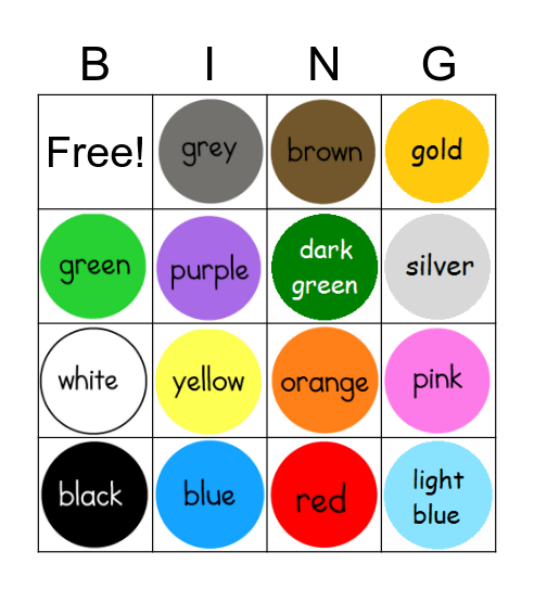 Colour Bingo Card