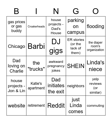 Dad & Linda Bingo Card