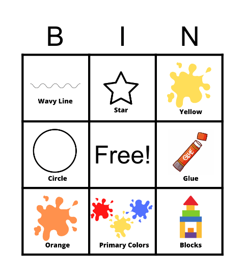 Art Colours and Shapes Bingo Card