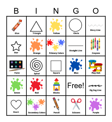 Art Colours and Shapes Bingo Card