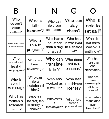 HUMAN BINGO Card