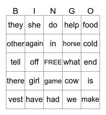Untitled Bingo Card