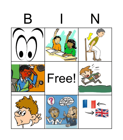 Classroom English Bingo Card