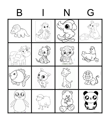 Animal Bingo Card