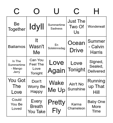 Music Bingo pt 5 Bingo Card