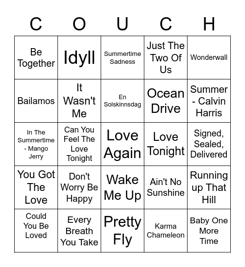 Music Bingo pt 5 Bingo Card