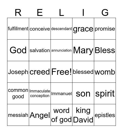 our bingo Card