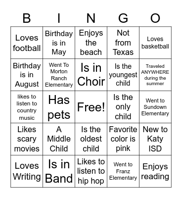 Get to Know You Bingo! Bingo Card